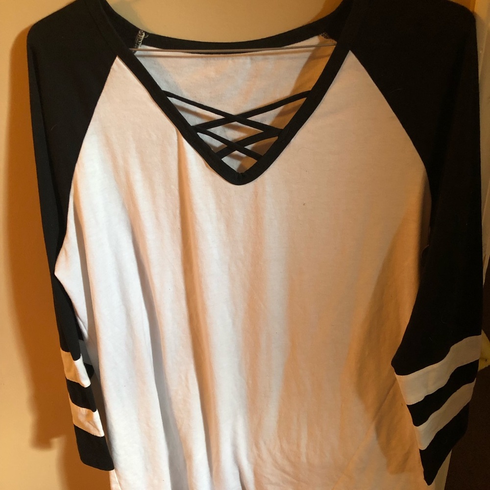 Black and White criss cross T-shirt